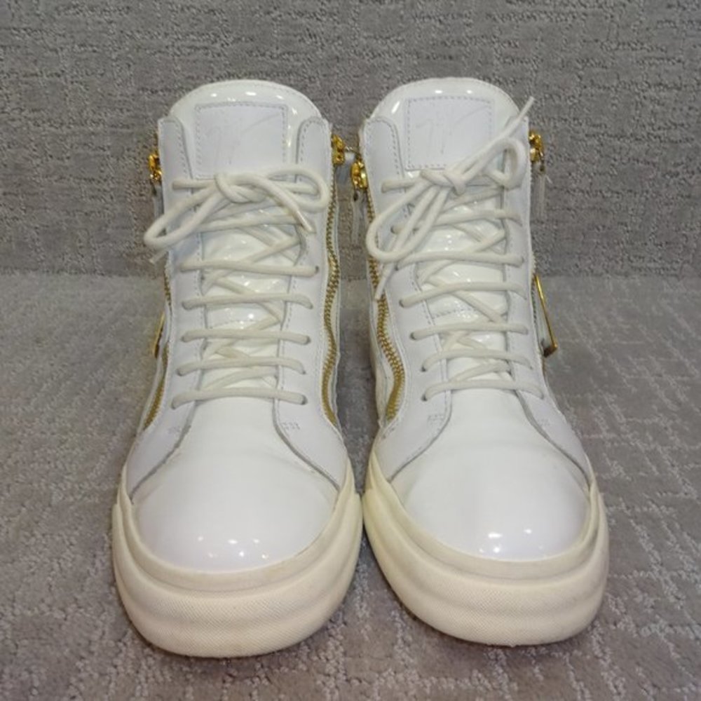 Giuseppe Zanotti White and Gold Sneakers